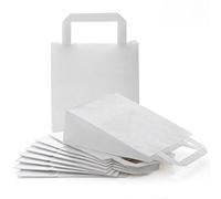 Logbuch-Verlag 25 bolsas bolsas de papel blancas para decorar asas regalo invitados boda cumpleaños fiesta bombonera DIY