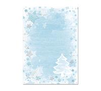 Logbuch-Verlag 25 Hojas de Papel de Carta de Navidad Blanco Azul 100 g DIN A4 para Imprimir