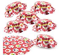 Logbuch-Verlag - 25 tapas de papel para tarros de mermelada redondos, 14,8 cm de diámetro, color rojo y blanco con tarros de diseño