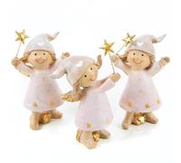 Logbuch-Verlag 3 pequeñas Figuras de Àngel Rosa Oro 9 cm - ángel guardían