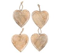 Logbuch-Verlag 4 grandes colgantes de madera de 11 cm con forma de corazón natural de Pascua para bodas