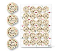 Logbuch-Verlag 48 pegatinas redondas navideñas con texto "feliz navidad" en tonos neutros, rojos y verdes - pegatinas decorativas de navidad