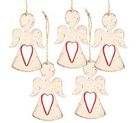Logbuch-Verlag 5 ángeles colgantes con cuerda, ángel de la guarda, colgante de Navidad, plano, metal con corazón como regalo