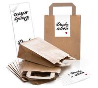 Logbuch-Verlag 5 bolsas de papel marrón de 18 x 8 x 22 cm con pegatina de Danke-SCHÖN - Bolsas de papel kraft con asa, embalaje Give-Away