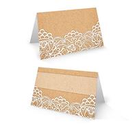 Logbuch-Verlag 50 tarjetas de mesa beige crema - cartas de papel 8,5 x 5,5 cm - ideal para escribir y imprimir - decoración de mesa boda comunión bautismo