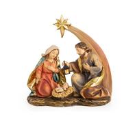 Logbuch-Verlag Belén pequeño, 12 x 11,5 cm: decoración navideña con Sagrada Familia, Pesebre Navidad de Resina, Figuras religiosas Interiores, Adorno clásico para Mesa y hogar, símbolo Amor y Paz