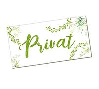 Logbuch-Verlag Cartel privado verde blanco 20 x 10 cm - Placa para puerta privada señal de advertencia señal de advertencia autoadhesiva para oficina, consulta, negocios, personal