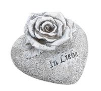 Logbuch-Verlag Corazón decorativo para tumba con rosa en amor, 10 cm, resistente a la intemperie, de poliresina, para tristeza y recuerdo