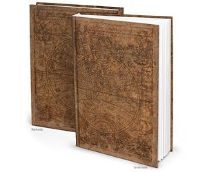 Logbuch-Verlag Cuaderno de hoja blanca DIN A4 con mapamundi antiguo tapa dura - libreta cuero vintage - papelería libretas