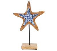 Logbuch-Verlag Estrella de mar marítima decorativa de madera, color azul, estilo mediterráneo, regalo, vacaciones, viajes, 24 x 14 cm, costa