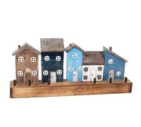 Logbuch-Verlag Fila de la casa Marítima ciudad portuaria en azul y marrón mar verano decoración para baño 32,5 cm