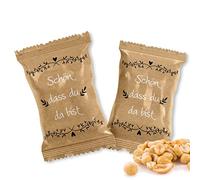 Logbuch-Verlag Gastgeschenk Erdnusstütchen 20 g Erdnüsse Tisch-Deko SCHÖN DASS DU DA BIST marrón, dorado, negro, blanco Give-Away Vintage Kraftpapier Snack bodas confirmación, braun/gold, 10 unidades
