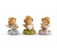 Logbuch-Verlag Juego de 3 ángeles guardianes Ella arrodillados de 5 cm, figuras de angelito de poliresina en azul, verde y rosa, amuleto de la suerte, ángel decorativo para muchas ocasiones