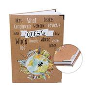 Logbuch-Verlag Libreta de viajero libro de hojas blancas Guest´s con ilustración internacional multicolor sobre fondo marrón DIN A4 - libro de invitados