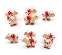 Logbuch-Verlag Pack de 10 pequeños cerditos de la Suerte con Lazo Rojo y Lunares Blancos 3 cm - Cerdito con Lazo regalitos amuletos de la Suerte