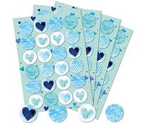 Logbuch-Verlag Pack de 96 pegatinas de corazón redondas pegatina corazones azules para decoración de regalos 4 cm - pegatinas bonitas corazones