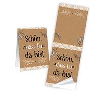 Logbuch-Verlag - Pegatina de papel de estraza con texto en alemán"Schöns dass da bist" (5 x 14,7 cm), color negro, marrón y blanco, Papel, 100 Stück