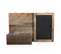 Logbuch-Verlag Pizarra para cocina pared 58 x 38 x 12 cm con macetero rectangular para especias - decoración pared cocina madera, plantas especias cocina