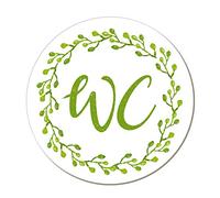 Logbuch-Verlag placa redonda indicación WC baño con diseño floral verde - señalización para servicios cartel bonito