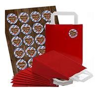 Logbuch-Verlag Set de 24 bolsas de regalo rojas fiesta alemana de la cerveza 18 x 8 x 22 cm + 24 pegatinas con frase en bávaro para decoración - fiesta cumpleaños oktoberfest múnich