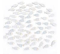 Logbuch-Verlag Set Peces Madera, 70 Unidades: Adornos Marineros Mesa, decoración náutica salón, baño, Playa y mar, Detalles comunión, Accesorios mediterráneos, hogar Fiesta Verano, 4 cm