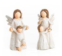Logbuch-Verlga Pack de 2 Figuras de ángeles de la Guarda con niño en Tonos Marrones y neutros 6,5 cm - ángeles decoración Minimalista
