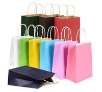 Logei Bolsas de papel, 30 bolsas de regalo con asa, 21 x 15 x 8 cm, reutilizables, respetuosas con el medio ambiente, bolsas de papel pequeñas para Navidad, bodas y fiestas