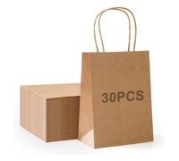 Logei Bolsas de papel marrón, 30 bolsas de regalo con asa, reutilizables, respetuosas con el medio ambiente, bolsas de papel, bolsas de papel pequeñas, bolsas de merchand
