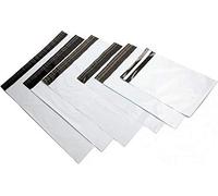 Logei® - Bolsas de plástico para envío (100 unidades), color blanco + negro, 25 cm x 35 cm