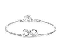 logei Infinito Pulsera Señoras 925 Plata de Ley Infinito Signo Pulseras Circonio Ajustable Brazalete Día de San Valentín Día de la Madre Cumpleaños para Ella Mujeres Novia Mamá