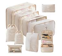 Logei Juego de organizadores de maletas, 10 piezas, organizador de maletas, juego de organizador de viaje, cubos de almacenamiento, sistema de organización con bolsillos para ropa, bolsas para zapatos