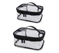 Logei Neceser transparente, 2 unidades, bolsa de aseo transparente, impermeable, de PVC, bolsa de maquillaje de viaje, bolsa de maquillaje con cierre de cremallera, bolsa transparente grande con asa