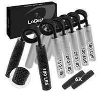 Logest Juego de empuñaduras de metal, 100 a 350 libras, paquete de 6 fortalecedores de agarre antideslizantes y resistentes con caja de regalo, gran ejercitador de mano de muñeca y antebrazo, gimnasio