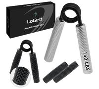 Logest - Tensor de mano de metal de 45,36-158,76 kg, antideslizante, de agarre resistente con caja de regalo, gran ejercitador, para el gimnasio en casa (plateado, 68,04 kg)