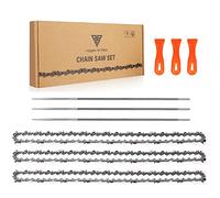 Loggers Art Gens Cadena de motosierra S33 de 8 pulgadas, paso LP de 3/8 pulgadas, calibre 0.50 pulgadas, 33 eslabones de transmisión, paquete de 3, cadena de sierra de poste de 8 pulgadas para