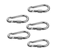 Loggyland Juego de 5 mosquetones de 9 x 90 mm, M8 con tuerca de seguridad, mosquetón para columpio con cierre de seguridad