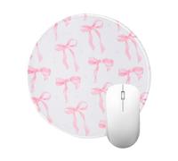 loghohu Alfombrilla de ratón con lazo rosa, bonita alfombrilla redonda para mouse de viaje con base de goma antideslizante, alfombrilla de mouse estética para laptop, mouse inalámbrico, alfombrillas