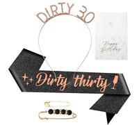 loghohu Banda de cumpleaños número 30 para mujer, decoración de cumpleaños 30 para mujer, suministros de fiesta para el día de nacimiento