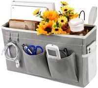 Loghot Organizador colgante para literas y camas de hospital, dormitorio, barandillas de cama, se puede colocar gafas, libros, teléfonos móviles, llaves (gris)