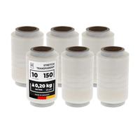 LOGIC PACK Mini film elástico transparente para estiramiento a mano, material de embalaje, pequeño, 6 rollos de 10 cm de ancho, 150 m de longitud, 0,84 kg