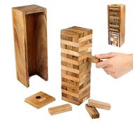 LOGICA GIOCHI Art. Condominio - Juego de mesa multijugador - Juego de madera natural de teca - Torre tambaleante (grande)