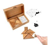 Logica Juegos Art. Doble Tangram - Rompecabeza Geométrico de Madera Preciosa - 65 Puzzles en 1 - Juego Educativo para 1-2 Jugadores - Version de Viaje - Serie Euclide
