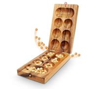 Logica Juegos Art. Kalaha - Mancala - Juego de Mesa de Madera Preciosa - Juego de Estrategia para 2 Jugadores - Version de Viaje