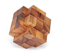 Logica Juegos Art. Mega Piedra Amoladora - Mega Burr Puzzle - Rompecabezas de Madera 3D - Dificultad 5/6 Increíble - Colección Leonardo da Vinci