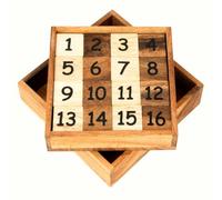 Logica Juegos Art. Puzzle 15+16 - Juego del 15-2 Retos en 1 - Rompecabezas Deslizante de Madera - Serie Euclide