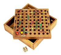 Logica Juegos Art. Serpientes y Escaleras - Juego de Bolsillo - Juego de Mesa de Madera Preciosa - Versión de Viaje