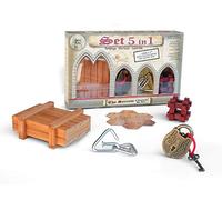 Logica Juegos Art. Set 5 en 1-2 Rompecabezas de Madera + 2 de Metal + 1 Matemáticas - Dificultades Mixtas - Collecion Leonardo da Vinci