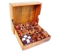 Logica Juegos Art. Set de Madera 9 en 1 - Rompecabezas 3D de Madera Preciosa - Todos Los Niveles de Dificultad - Colección Leonardo da Vinci