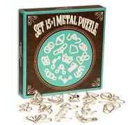 Logica Juegos Art. Set De Metal 15 en 1 Azul - Rompecabezas De Metal - Juegos De Ingenio - Set De Puzzles Inteligentes - Todos Los Niveles De Dificultad
