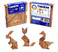 Logica Juegos Art. Tangram - 100 Puzzles en 1 - Rompecabezas de Madera Preciosa - Juego Educativo para Niños - Serie Euclide